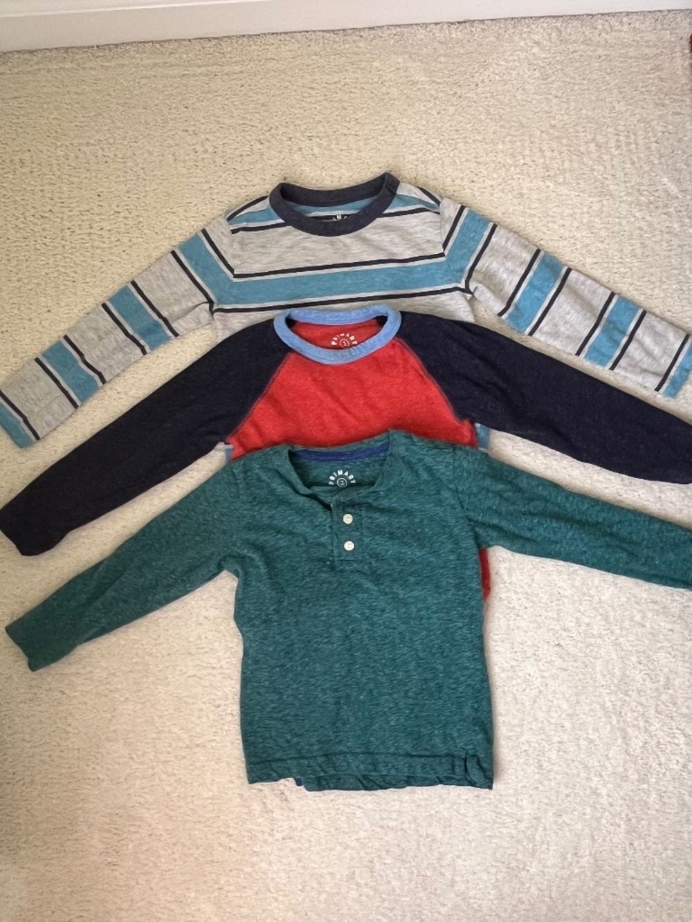 Bundle of 3 Primary Heathered Long-sleeved Shirts-Size 2